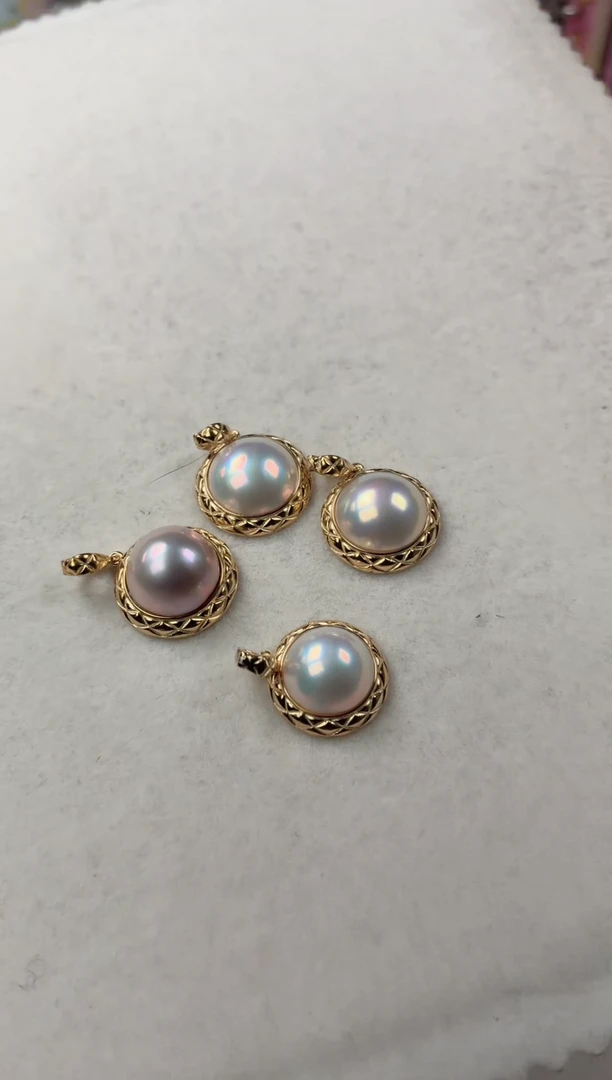 银S925镶嵌吊坠拼合珍珠（马贝珠）E648