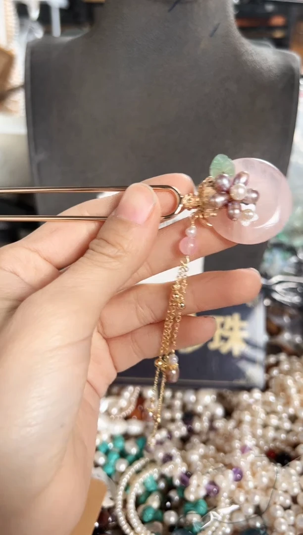 【闪购商品】淡水珍珠珠宝奇石未镶嵌HK发钗随机一个