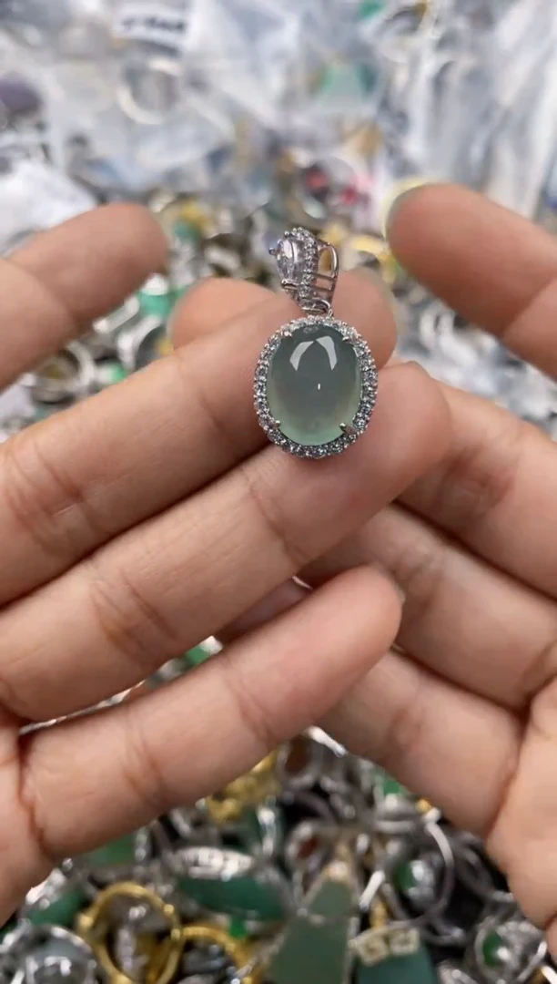 银S925镶嵌戒指翡翠777---4