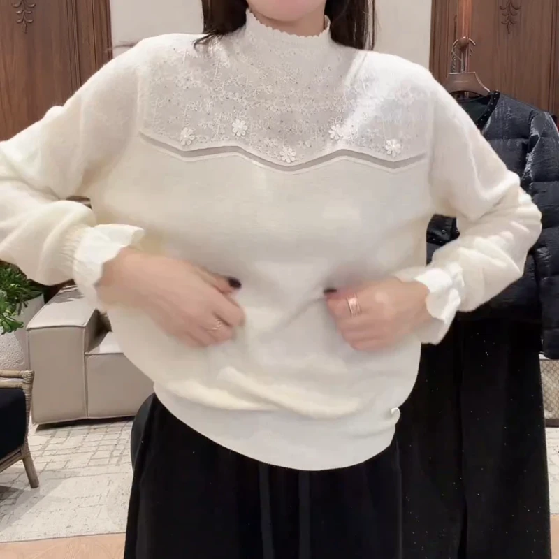 【丁香花】2025冬季新款打底时尚百搭烫钻针织衫LK2508188