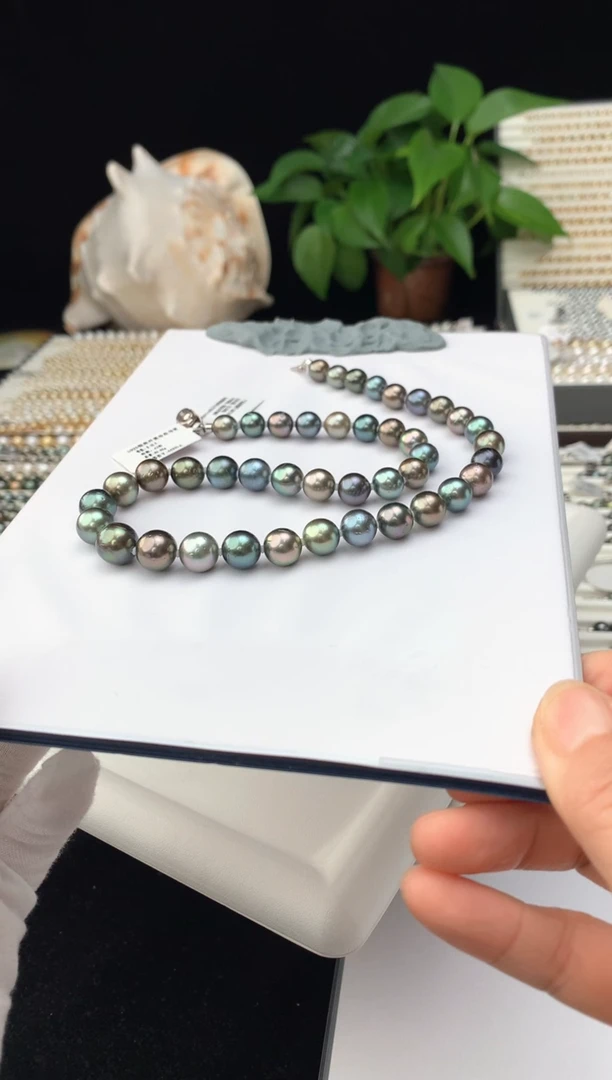 【闪购商品】海水珍珠颈饰银S925镶嵌海水大溪地珍珠项链8-11mm