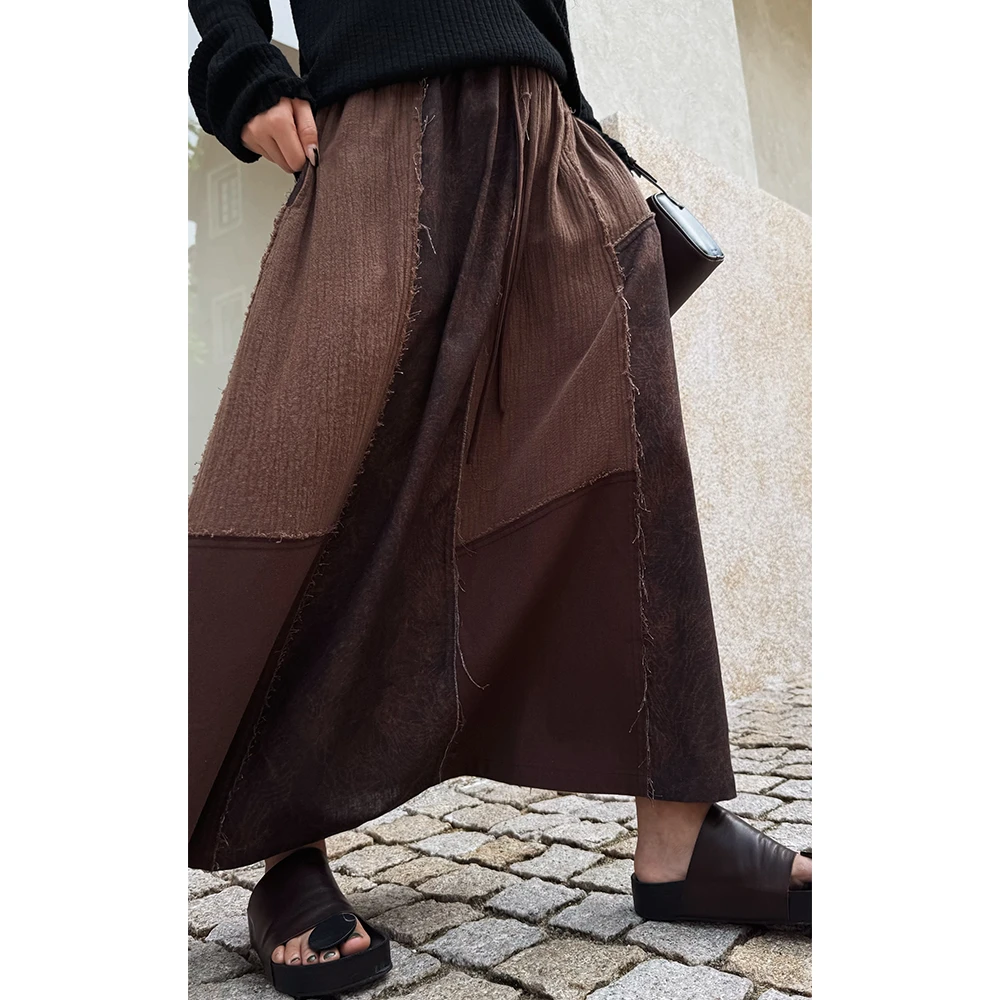 LA CALLA手工乞丐裙抽绳贴布半身裙YY-AS5682