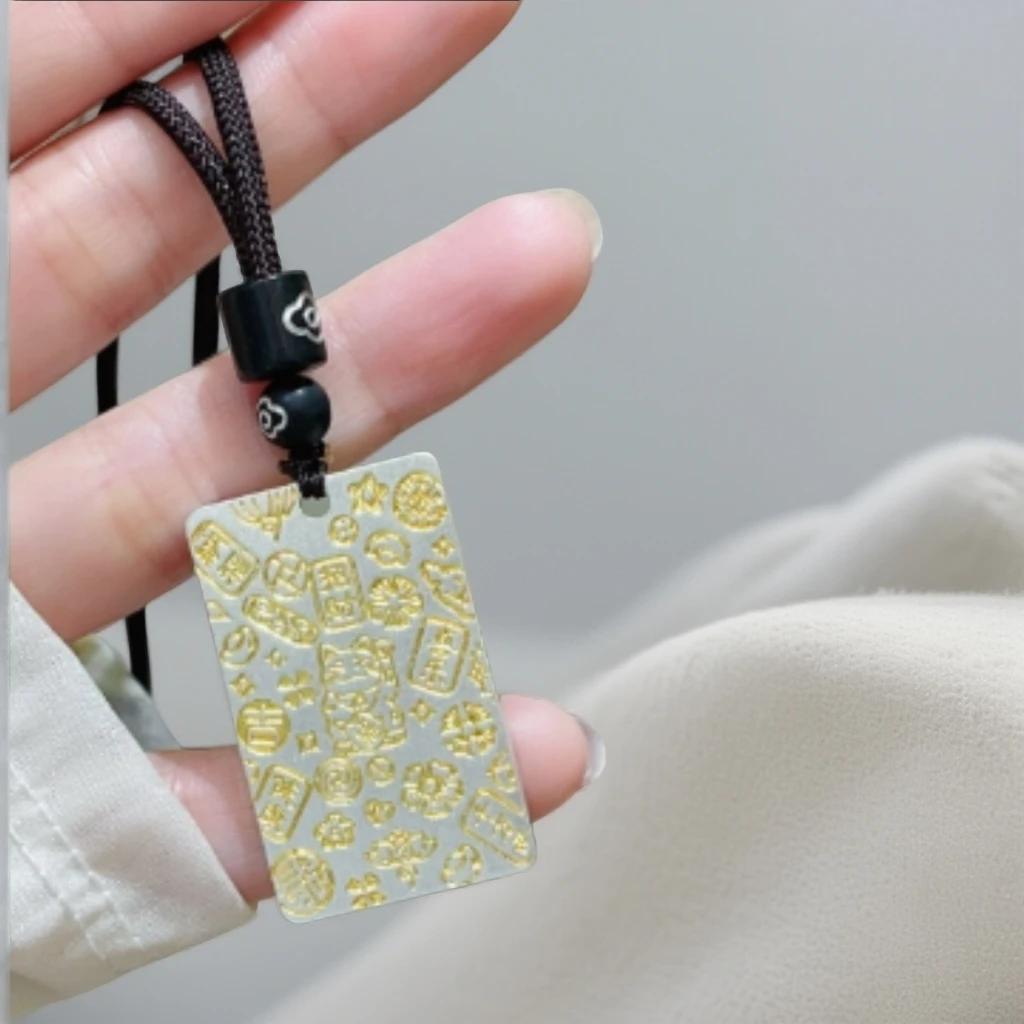 吊坠足银 足银描金福字吉言牌吊坠18g