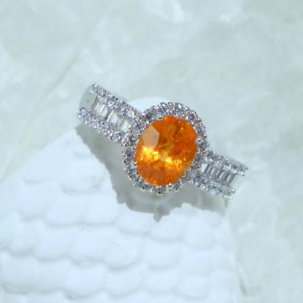 S925天然宝石芬达石戒指宽版重工