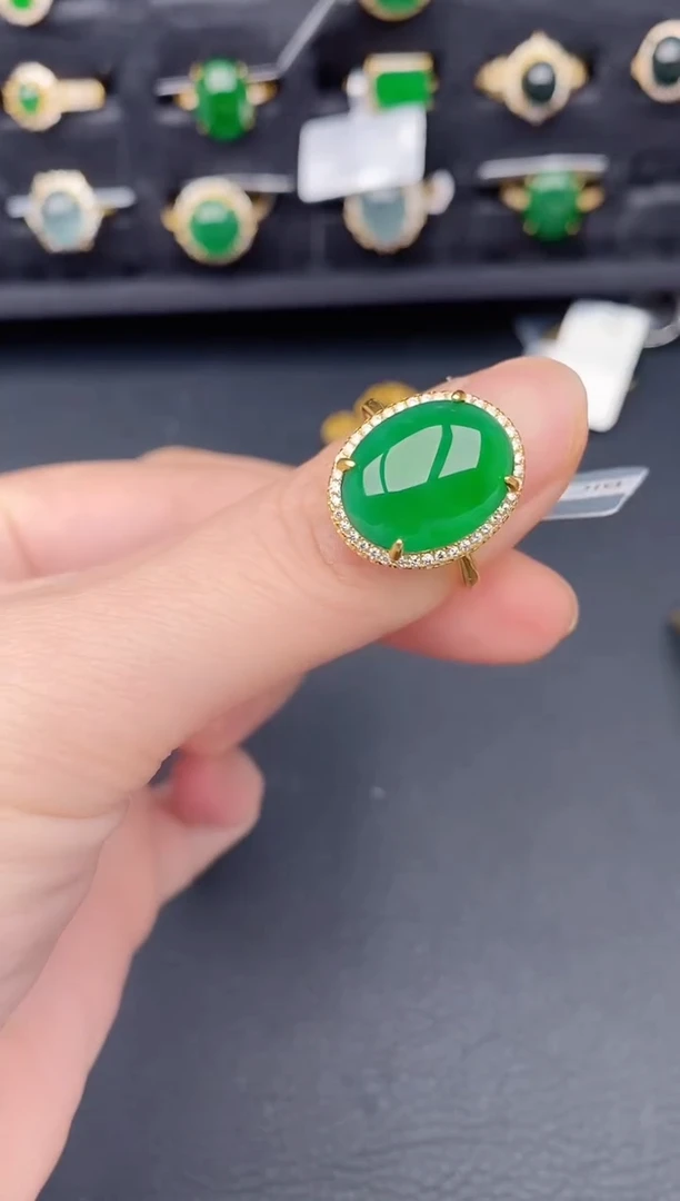 银S925镶嵌戒指翡翠天然a货翡翠291