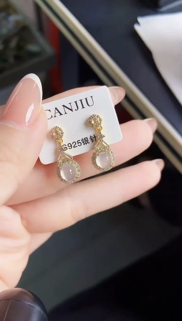 银S925镶嵌翡翠耳饰02