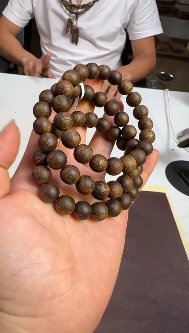 沉香手串窖藏款国香绿棋沉香老顶正圆珠张勺子10mm10g+多样性发1