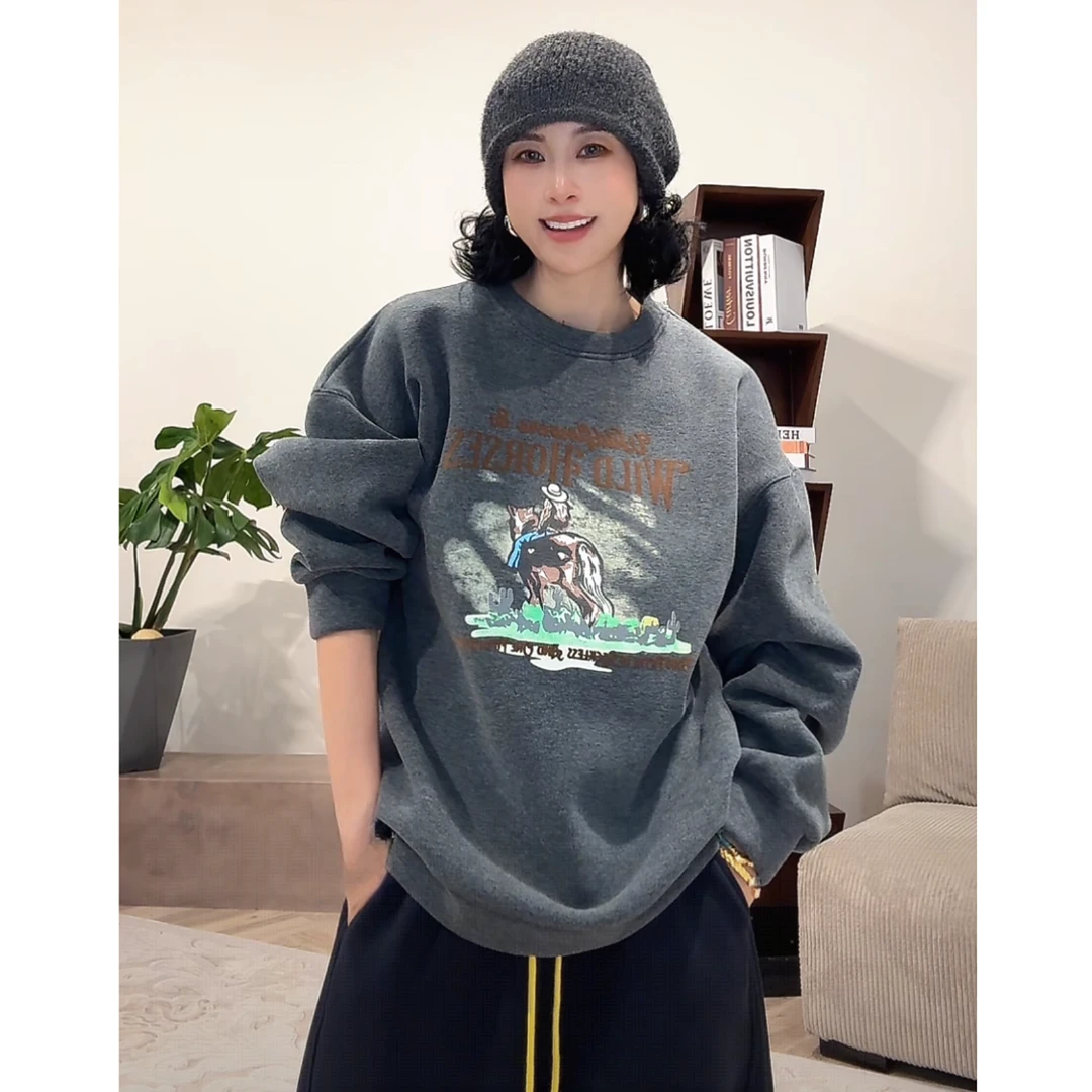 ZUOXIAOQI自由人植绒加绒加厚卫衣22(衣长68-72/胸围130-138)