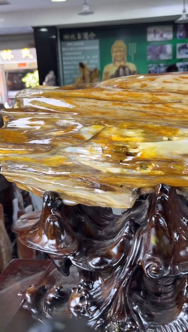 缅甸天然树化玉摆件