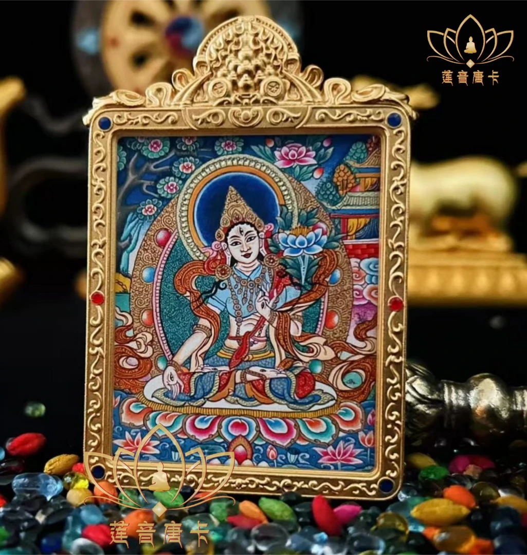 【白度母】热贡纯手绘4x5cm纯手工小唐卡