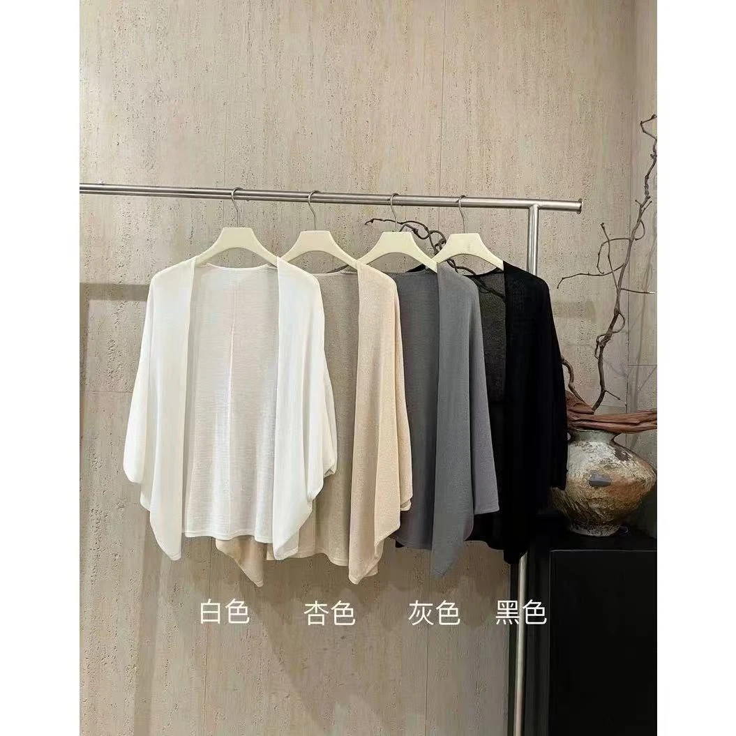 【许大静LUCK】防晒罩衫新款气质宽松薄款落肩袖外搭披肩开衫（818）