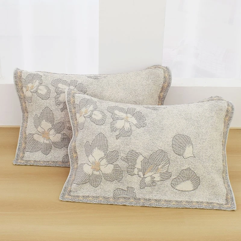 【枕巾-暖香如玉-灰】52*78cm罗布麻枕巾一对装成人枕巾加厚