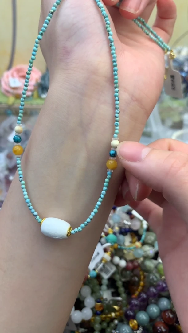 银S925镶嵌琥珀项链517