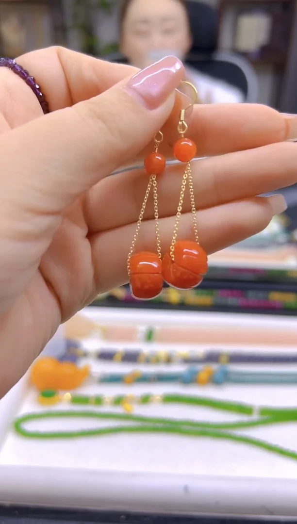 翡翠14K金镶嵌耳饰DIY款E845