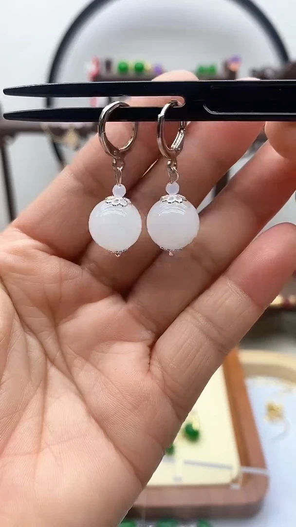 【闪购商品】和田玉耳饰银S925镶嵌144