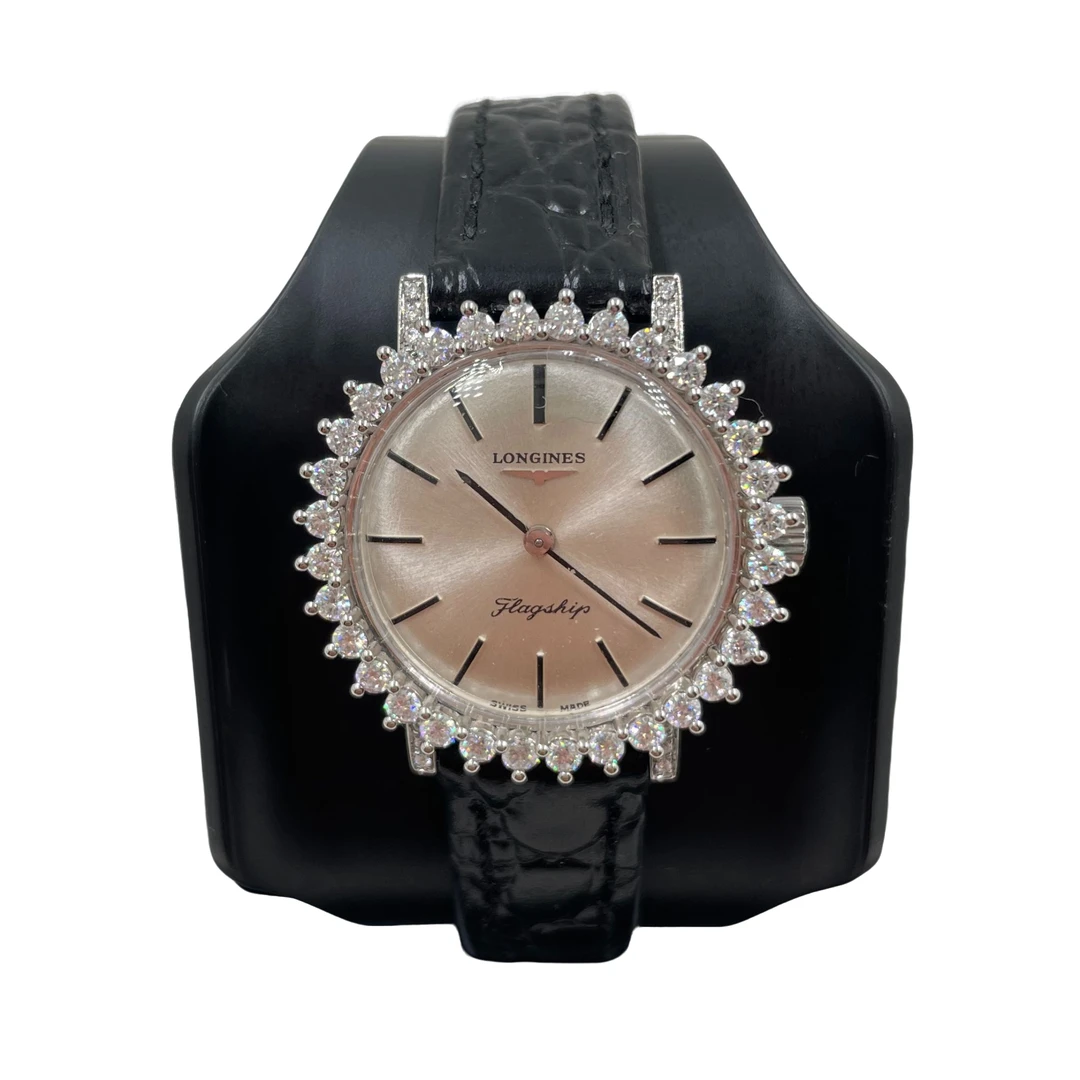 95新 Longines/浪琴 手动机械表后镶钻盘25带12/256100775/9y