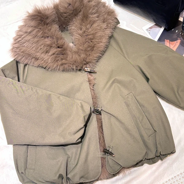 chalan 新款冬款简约纯色毛领鸭绒羽绒外套H25D0237