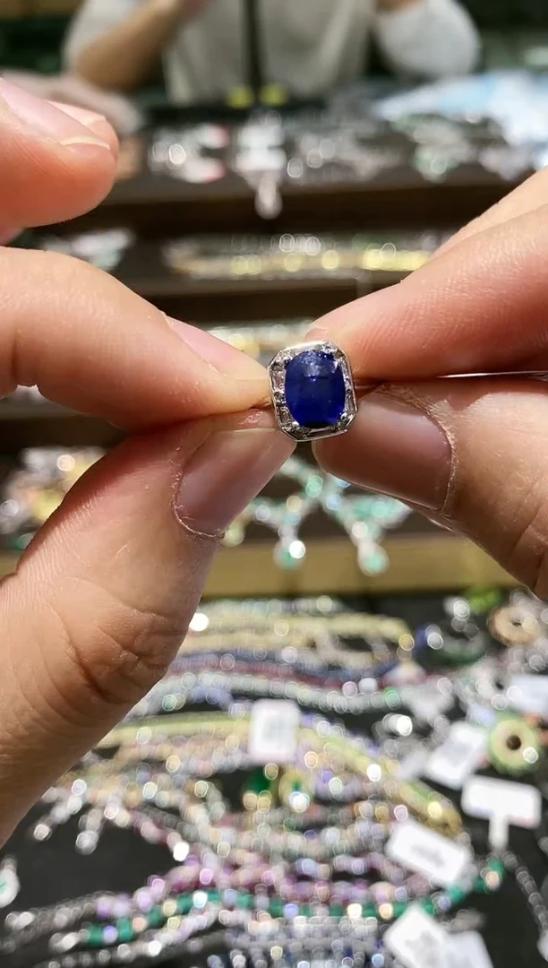 【闪购商品】蓝宝石戒指银S925镀金镶嵌戒指