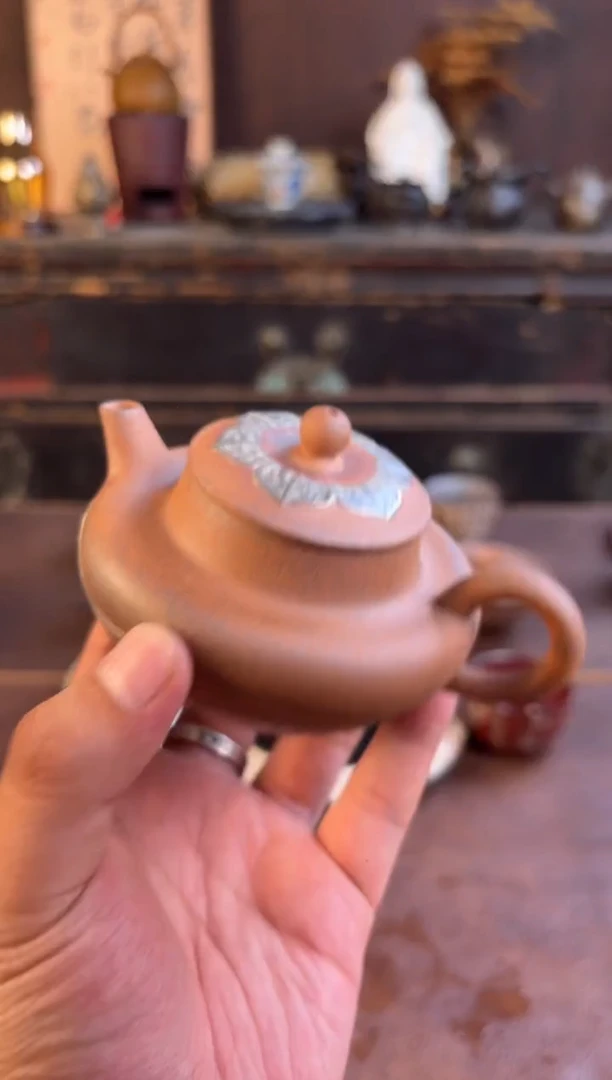 瓷片老岩泥莲花茶壶啊啊