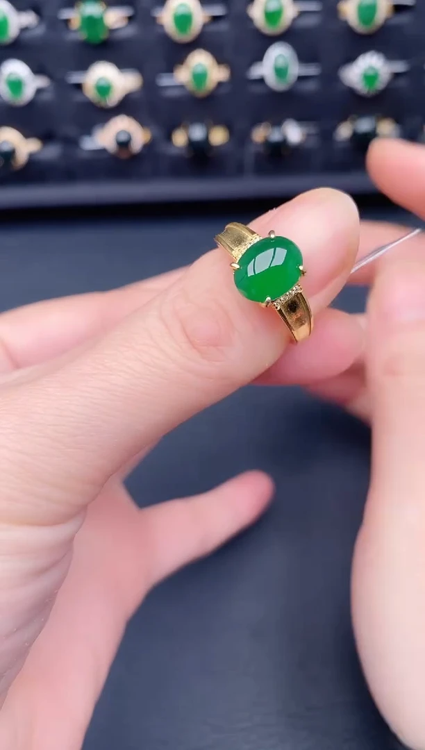 银S925镶嵌戒指翡翠天然a货翡翠39