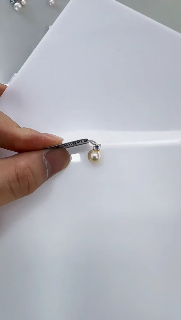 银S925镶嵌海水珍珠DA海水羽皇金吊坠8-9 y504