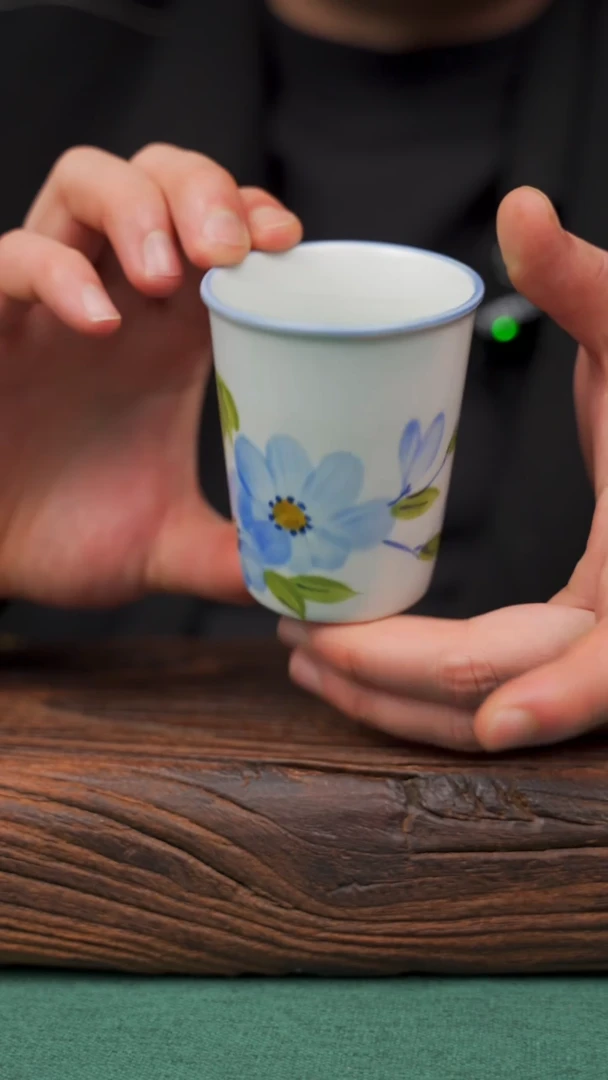 【闪购商品】瓷片15寻一缕瓷香杯釉下手工手绘瓷器
