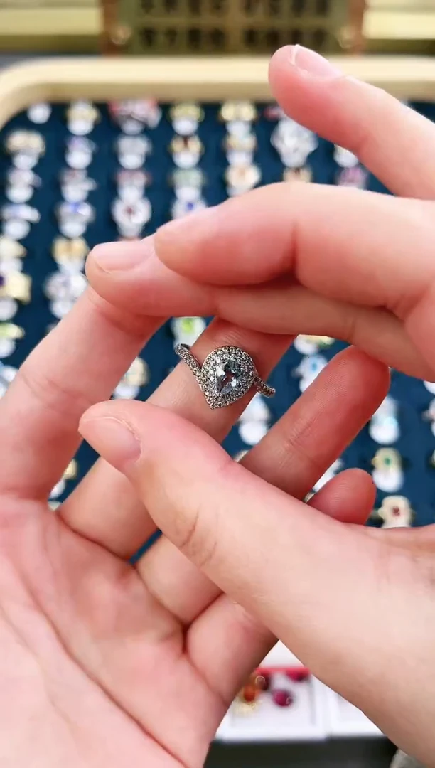 银S925镶嵌戒圈海蓝宝石tg9