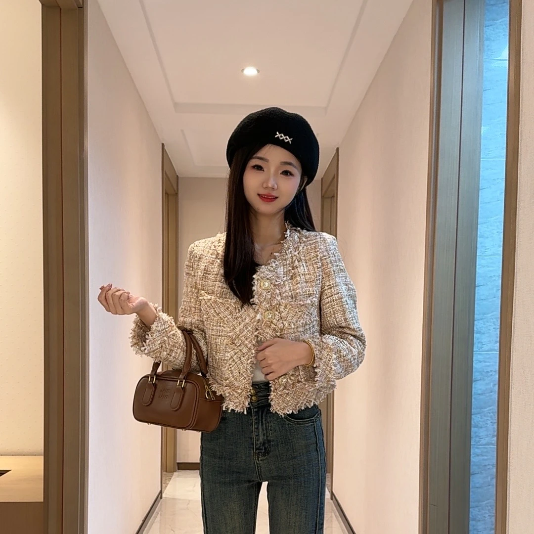 小香风外套女短款小个子秋冬夹棉保暖时尚潮流上衣