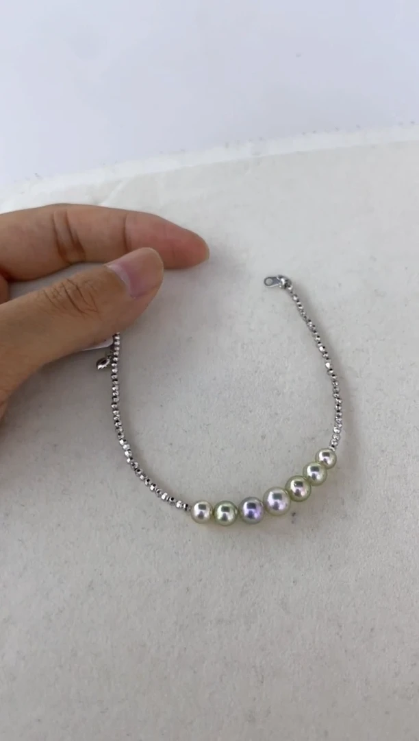 海水珍珠银S925镶嵌手绳手链