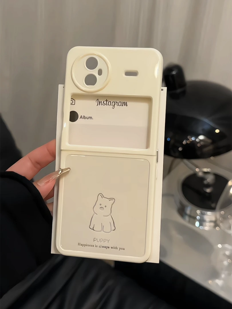 （VIVOXFLIP系列）线条西高地折叠奶油适用VIVOXFLIP手机壳防摔可爱