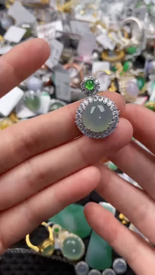 银S925镶嵌戒指翡翠222              2