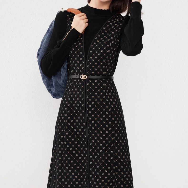 【众心专享价】ELSEWHERE珂思【商场同款】假两件气质拼接连衣裙女