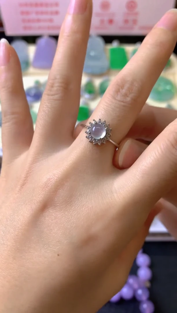 银S925镶嵌戒指翡翠敏**学戒指