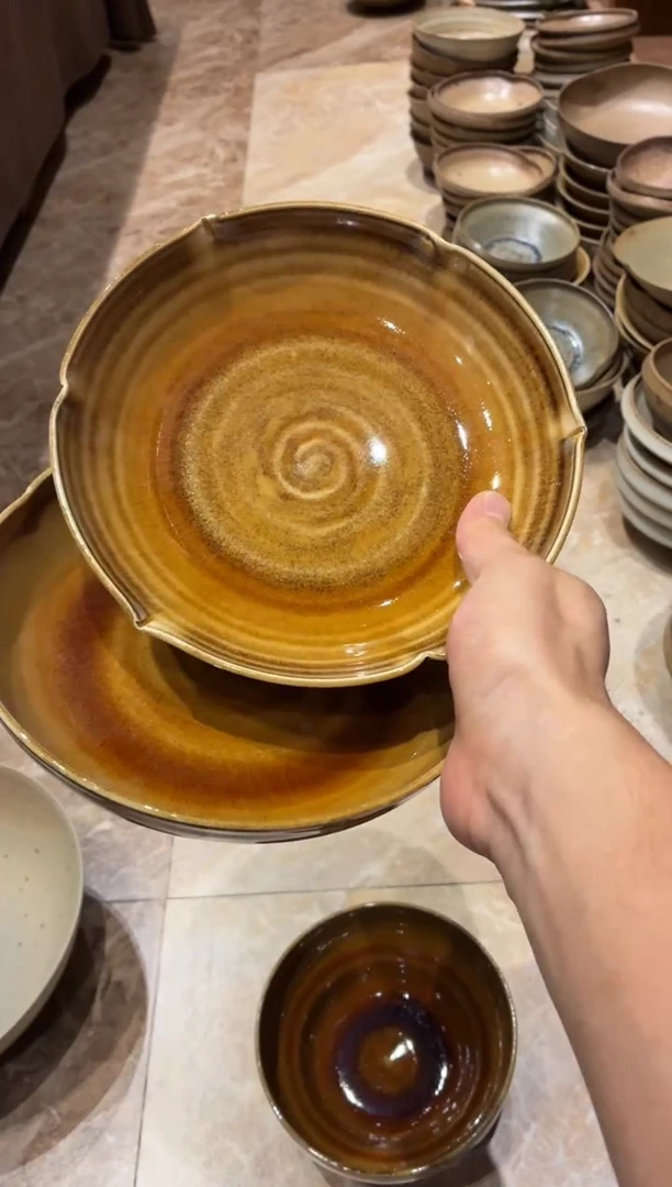 瓷片叶****️813 琥珀花瓣盘2个