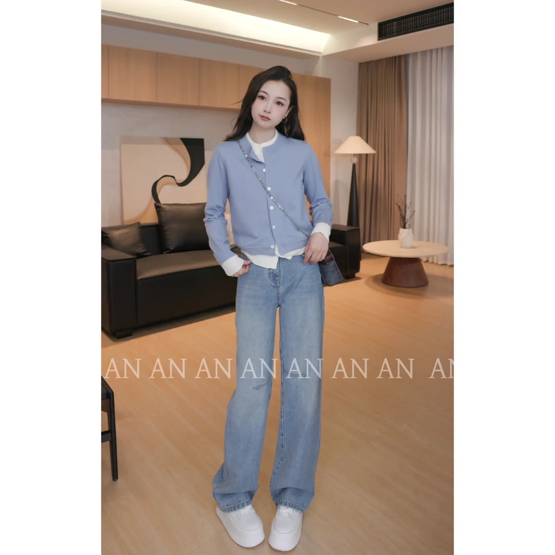 C02012时尚新款韩版显瘦百搭设计感假两件针织开衫