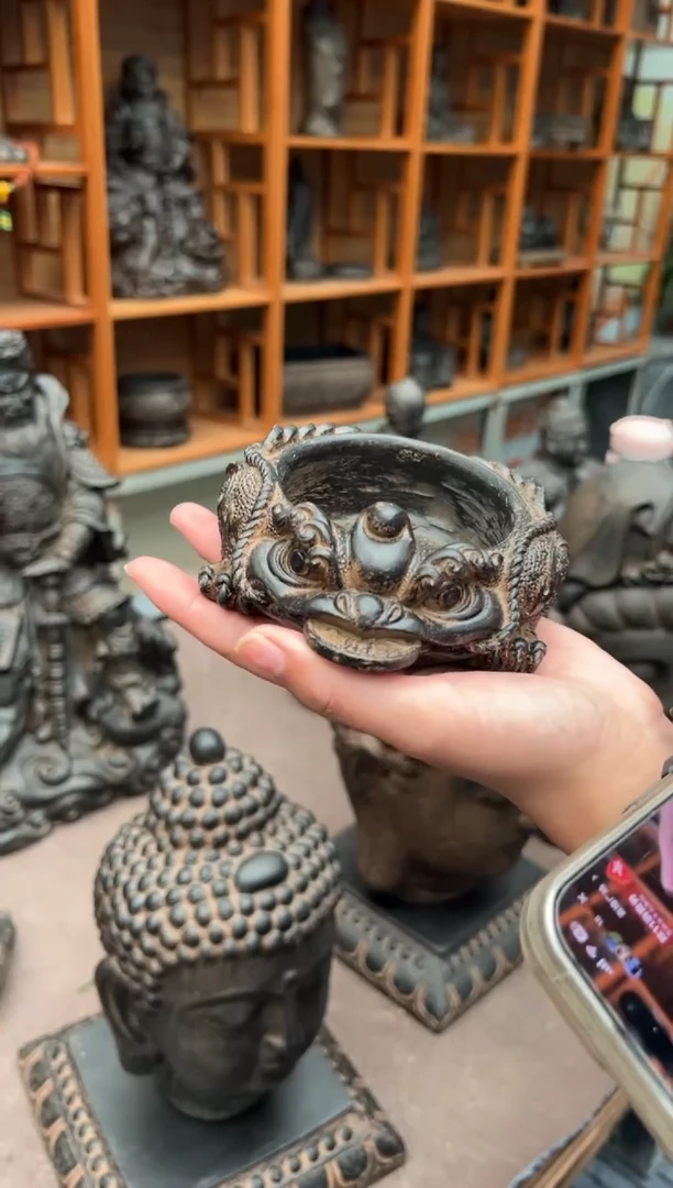 陶土【合成青石】金蟾盆