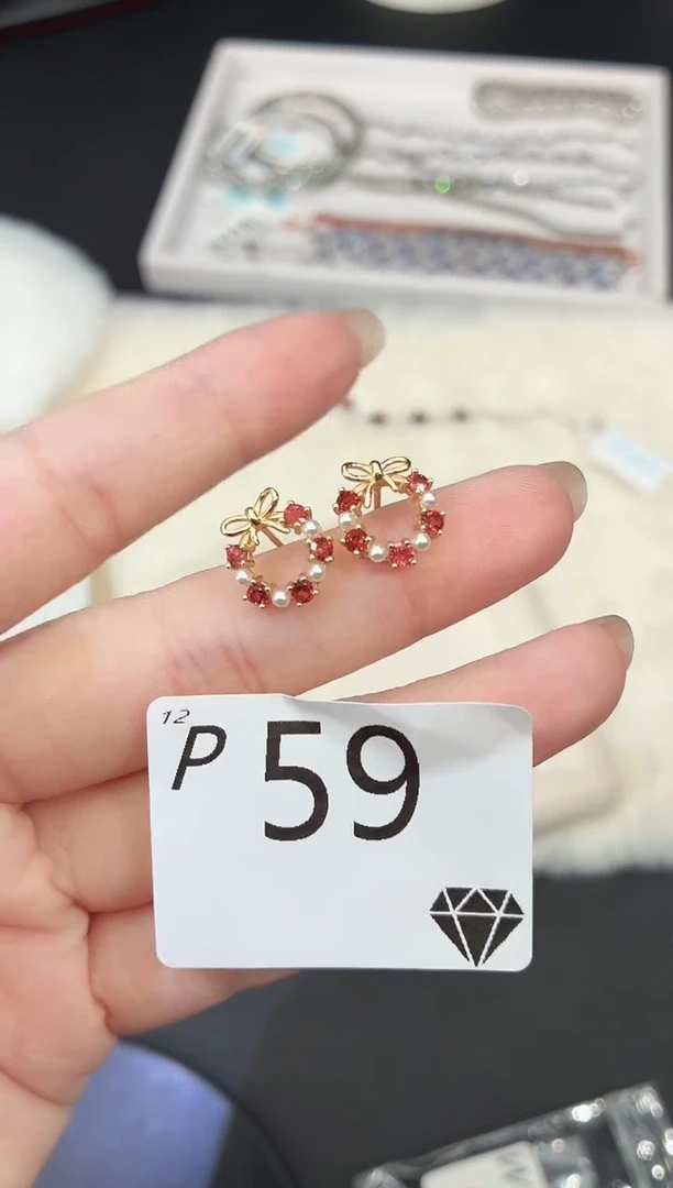 银S925镶嵌耳饰石榴石多样性发一P59