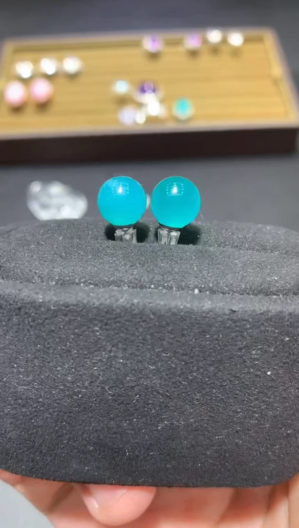 未镶嵌耳钉天河石Q41【多样性发其一】