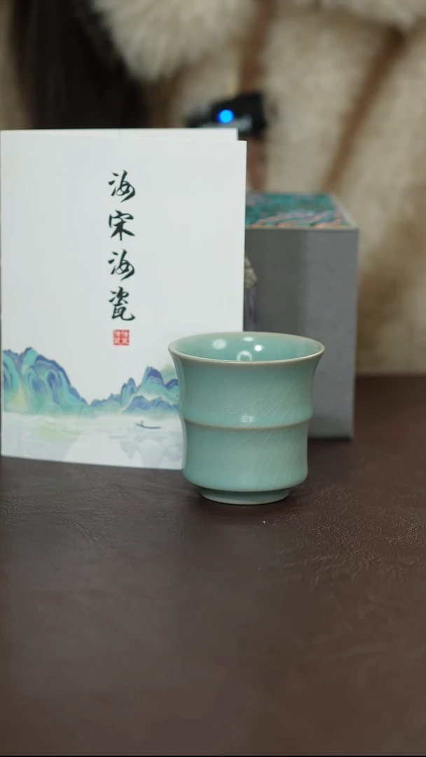 摆件陶原矿原釉汝宋汝瓷 带底款