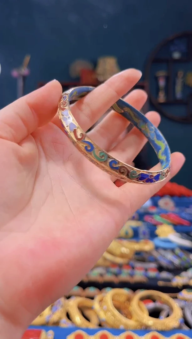 【闪购商品】非遗绝技 景泰蓝金地飞碟镯