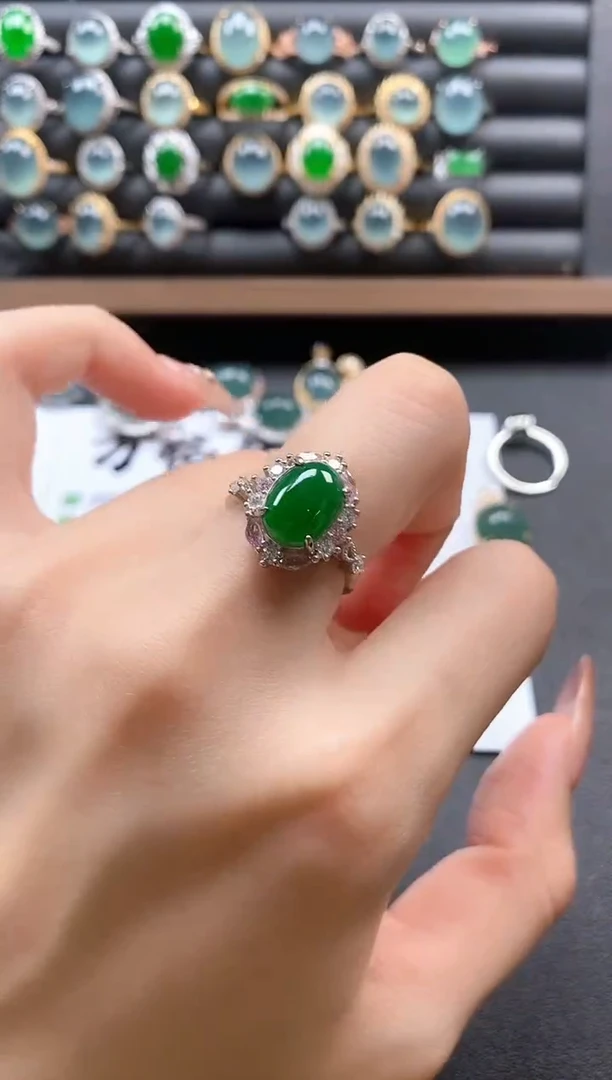 银S925镶嵌戒指翡翠51511