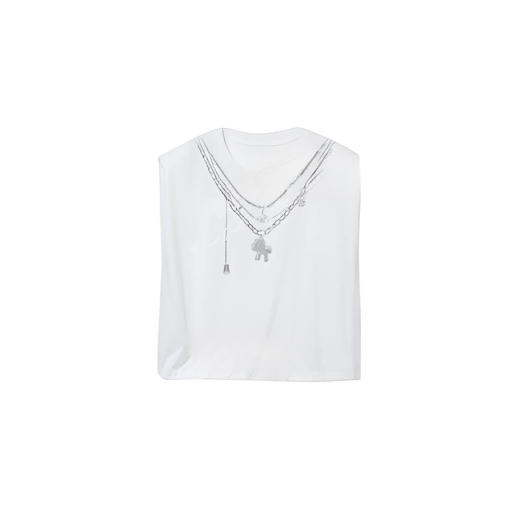 2025新款项链款小众设计潮流休闲T恤