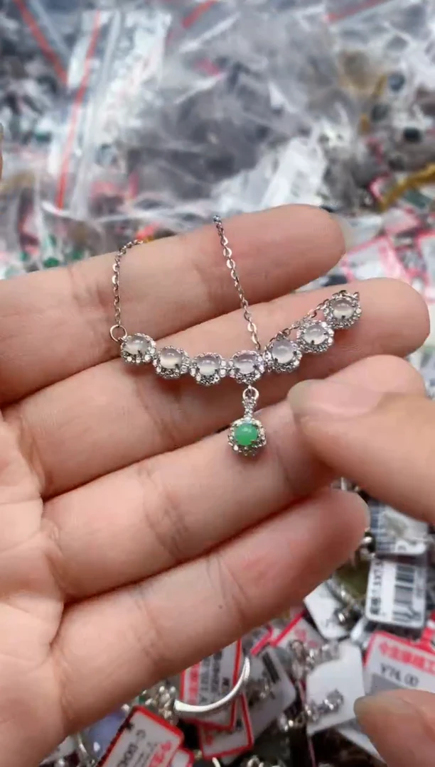 银S925镶嵌戒指翡翠天然A货缅甸翡翠