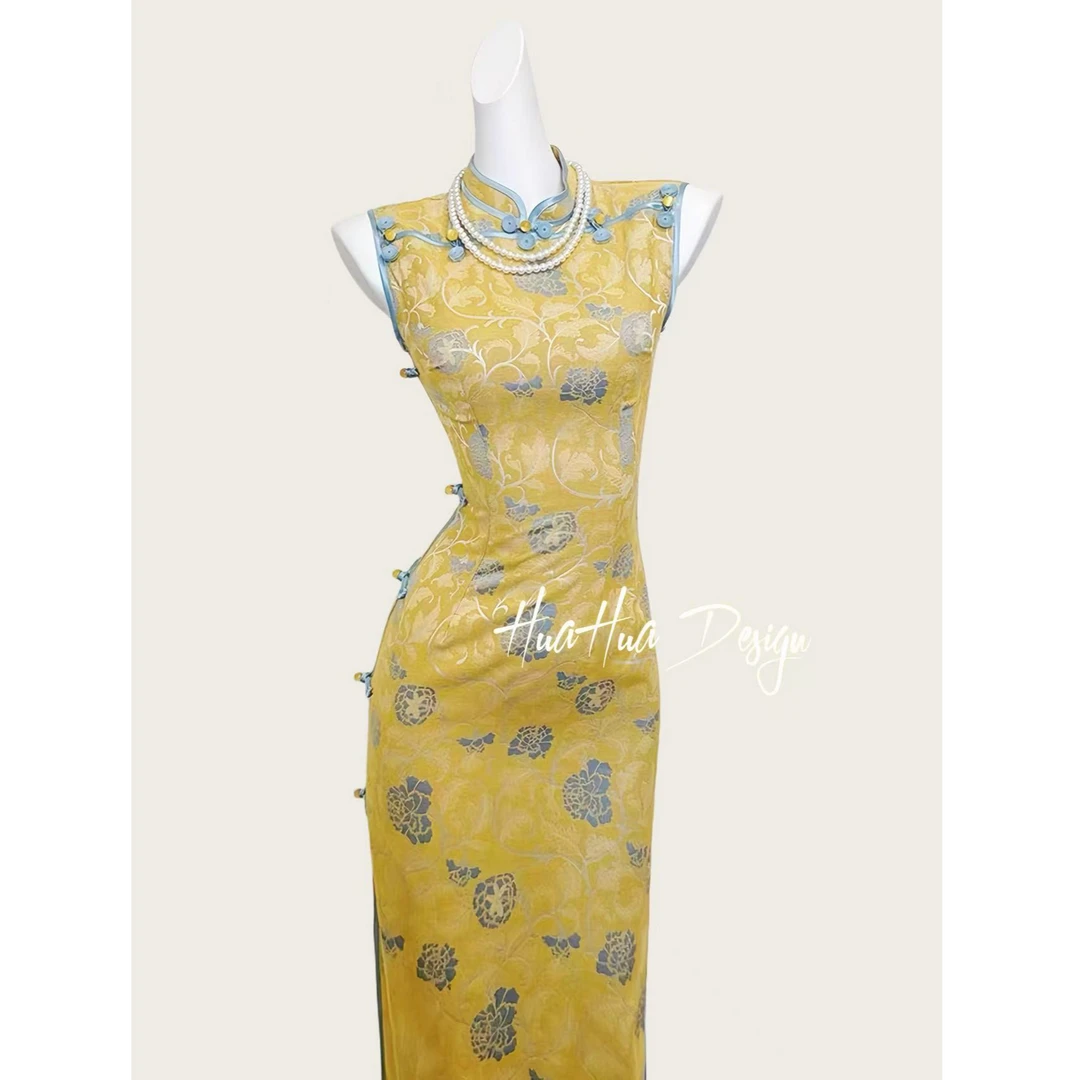 苏故里【玉如意】文艺复古无袖日常旗袍优雅立领显瘦修身衣长120