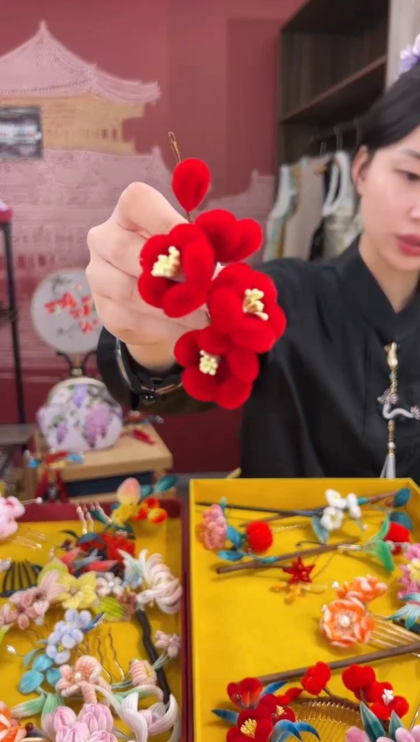 【闪购商品】刺绣非遗绒花（发饰）