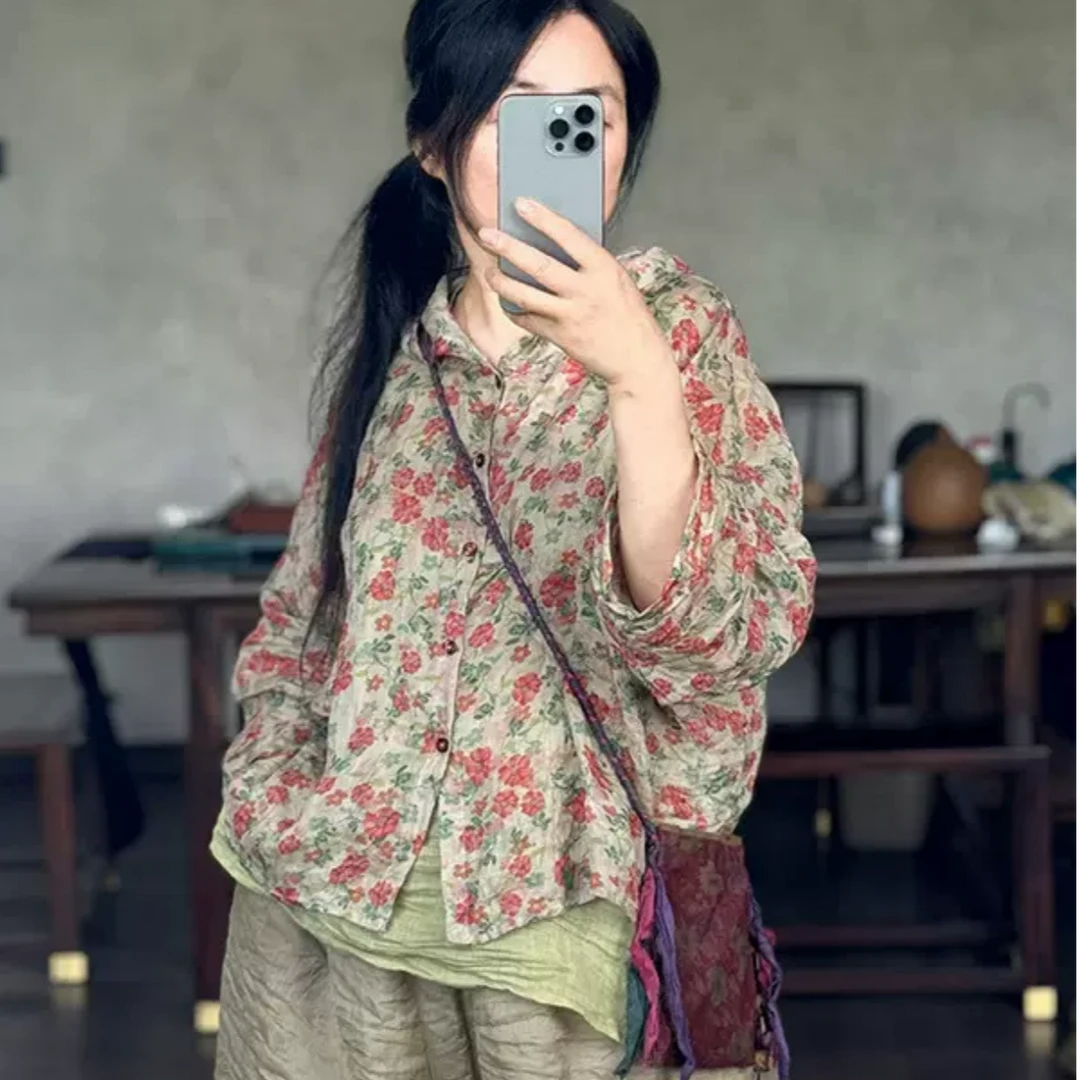 4341原创高品苎麻连帽遮阳上衣休闲文艺短款女外套