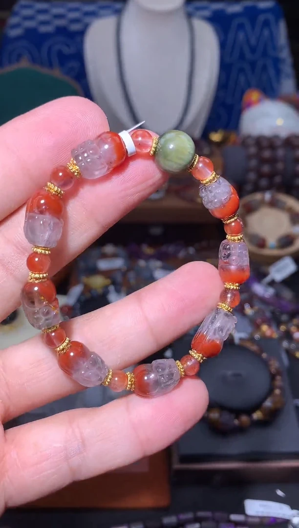 未镶嵌珠宝半成品水晶红极光荆棘玫瑰貔貅阵