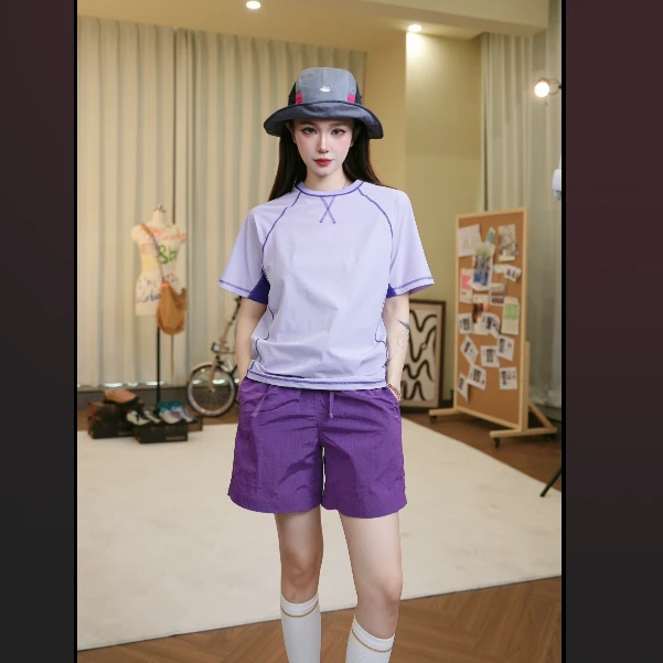 MIN SAN JIN【明线制作】户外明线拼接插色休闲潮流T恤CSSJ-5066CS