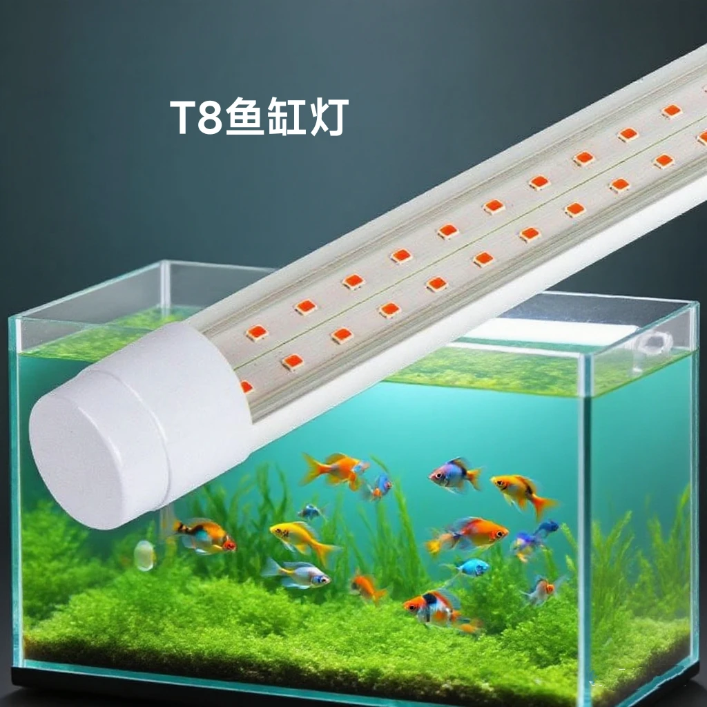 T8圆鱼缸灯爆藻水草缸灯防水室内外LED植物补光灯植物生长灯全光