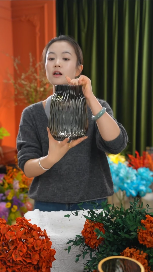 玻璃花瓶 高级灰 胖锦囊